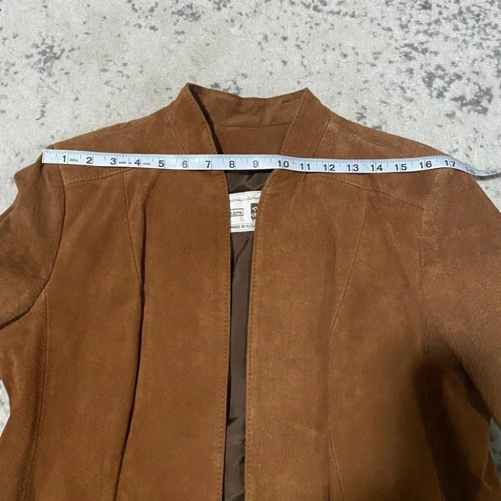 Vintage Women's Tan Suede Leather Jacket - Picture 11 of 12